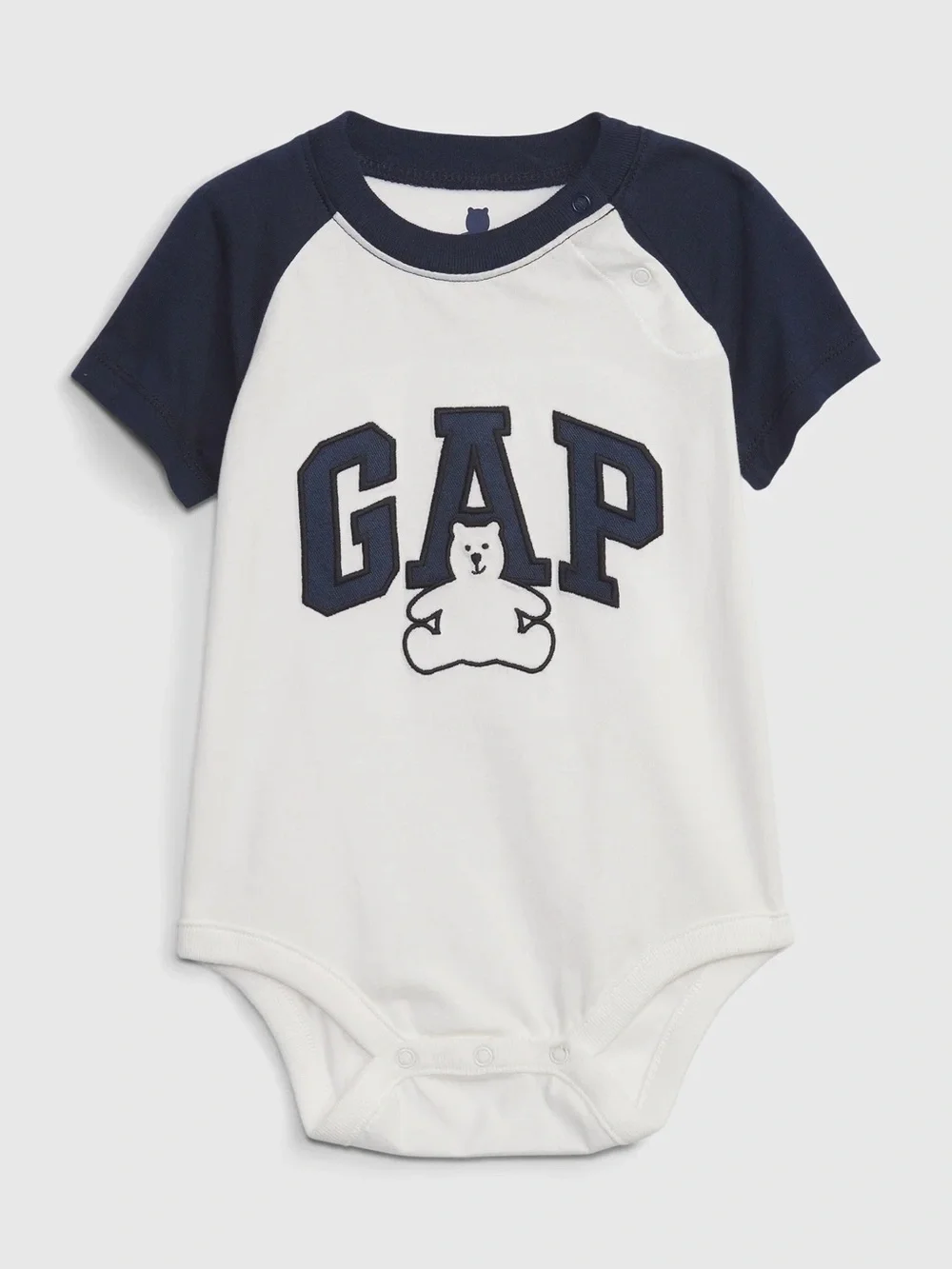 GAP White and Navy Baby One-Piece Bodysuit